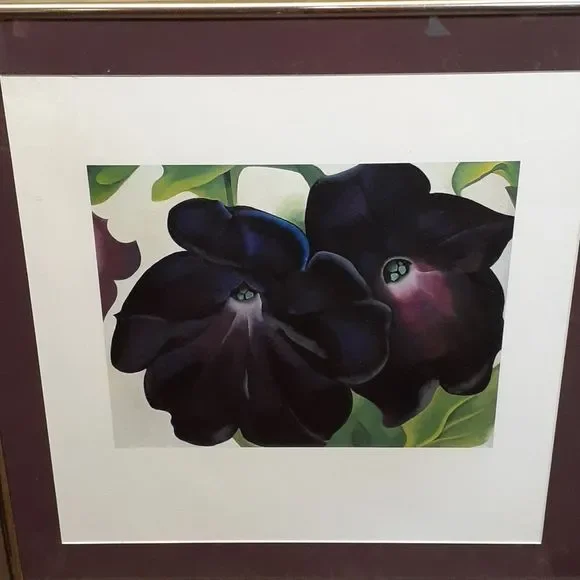 Set of 3 Framed and matted prints of "Purple Petunias" by Georgia O'Keeffe - Picture 4 of 8